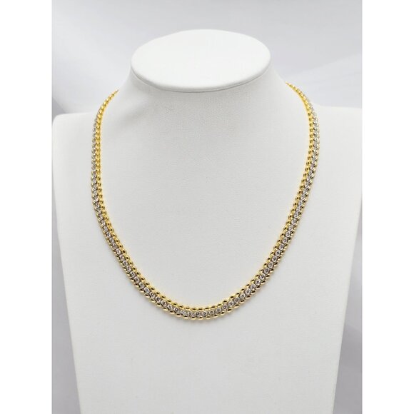 Unbranded Jewelry - Unique 18K Solid Yellow Gold Designer Diamond Tennis Link Chain Necklace - 16" L